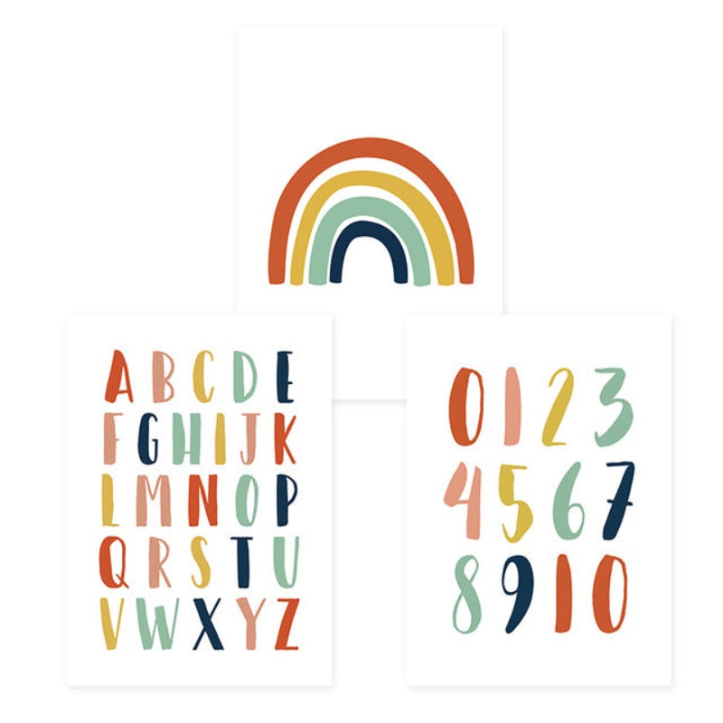 Modern Rainbow Alphabet Nursery  - Canvas Wall Art Painting | Bowlift