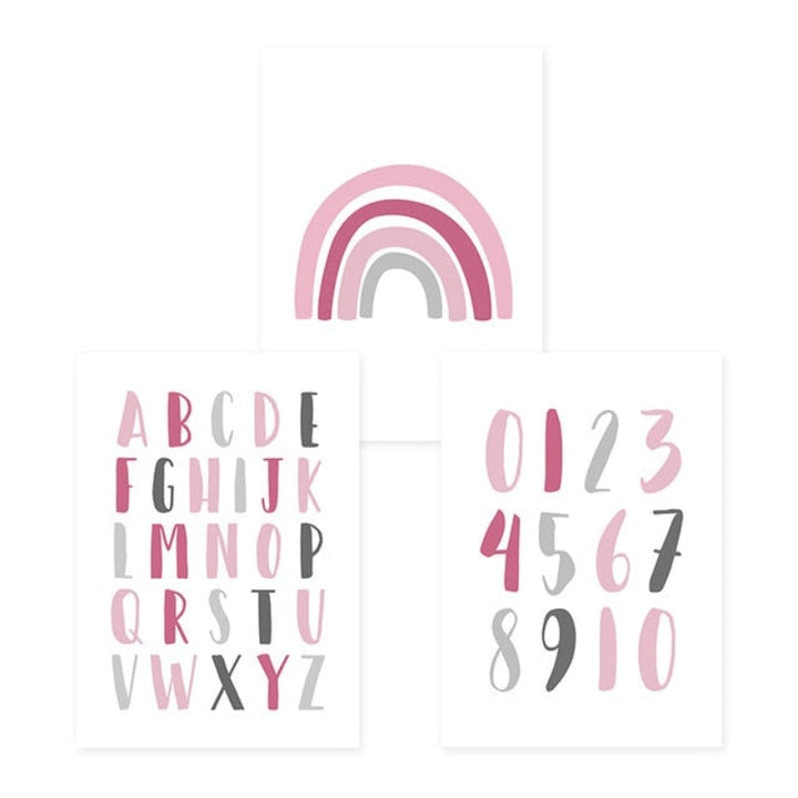 Modern Rainbow Alphabet Nursery  - Canvas Wall Art Painting | Bowlift