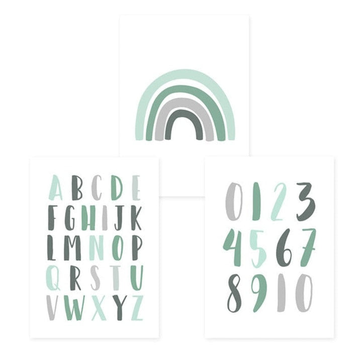 Modern Rainbow Alphabet Nursery  - Canvas Wall Art Painting | Bowlift