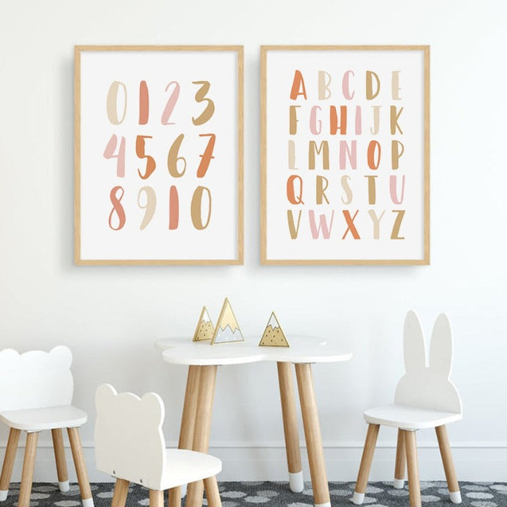 Modern Rainbow Alphabet Nursery  - Canvas Wall Art Painting | Bowlift