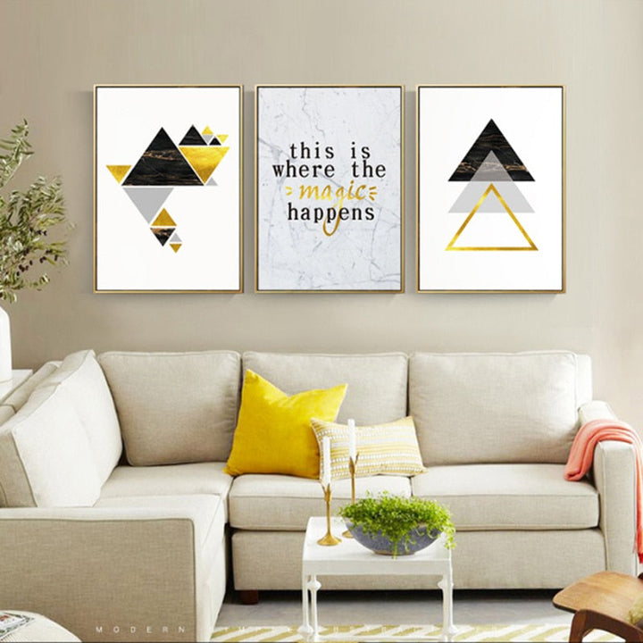 Modern Abstract Geometry Triangles - Canvas Wall Art Painting | Bowlift