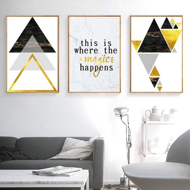 Modern Abstract Geometry Triangles - Canvas Wall Art Painting | Bowlift
