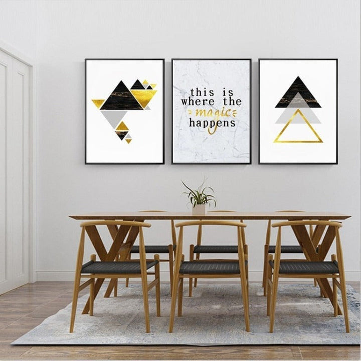 Modern Abstract Geometry Triangles - Canvas Wall Art Painting | Bowlift