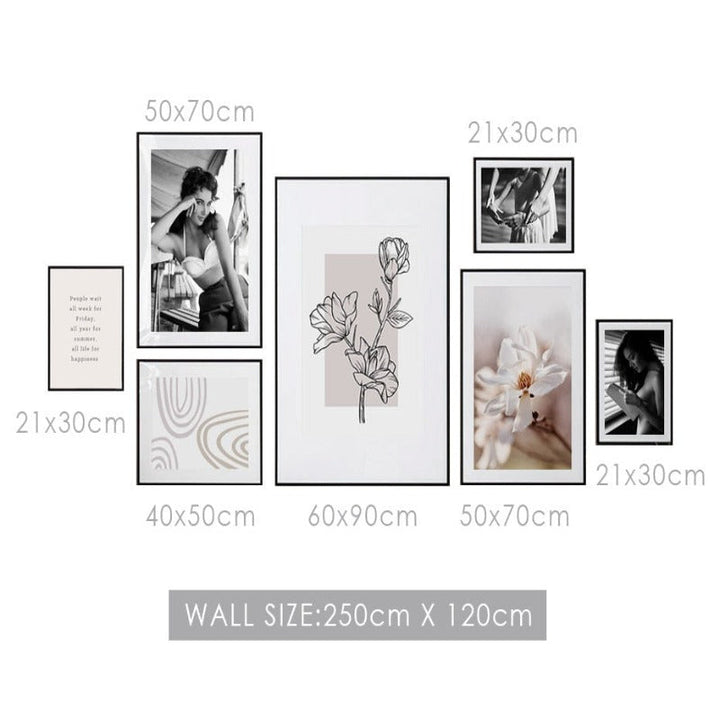 Modern Pink Floral Sketch Plants - Canvas Wall Art Painting | Bowlift