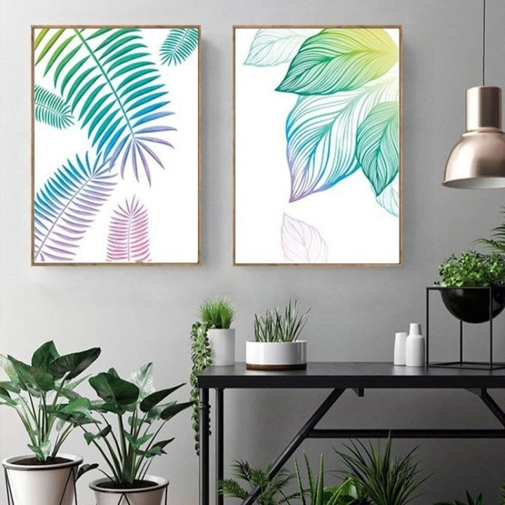 Modern Nordic Fresh Leaf - Canvas Wall Art Painting | Bowlift