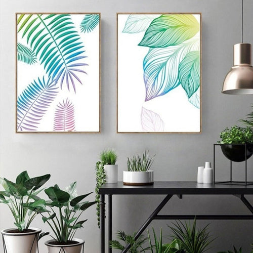 Modern Nordic Fresh Leaf - Canvas Wall Art Painting | Bowlift