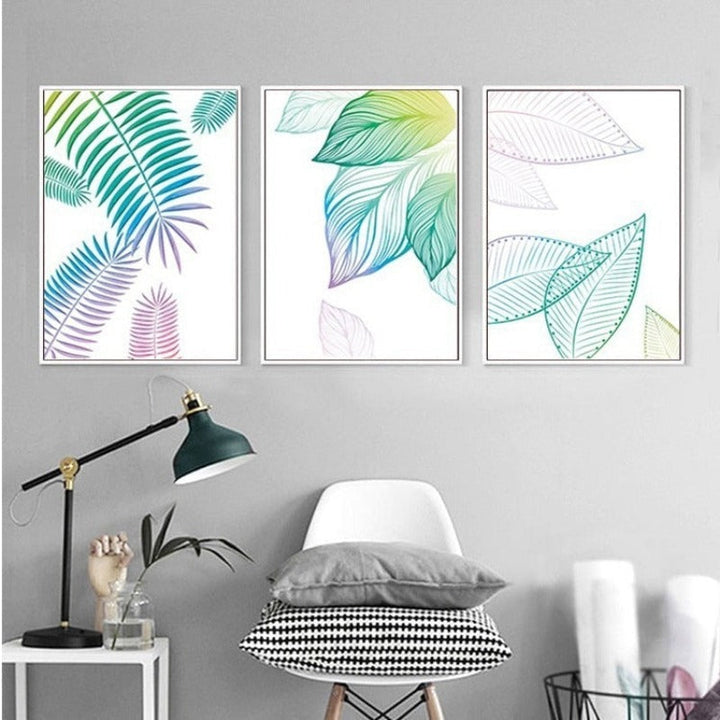 Modern Nordic Fresh Leaf - Canvas Wall Art Painting | Bowlift