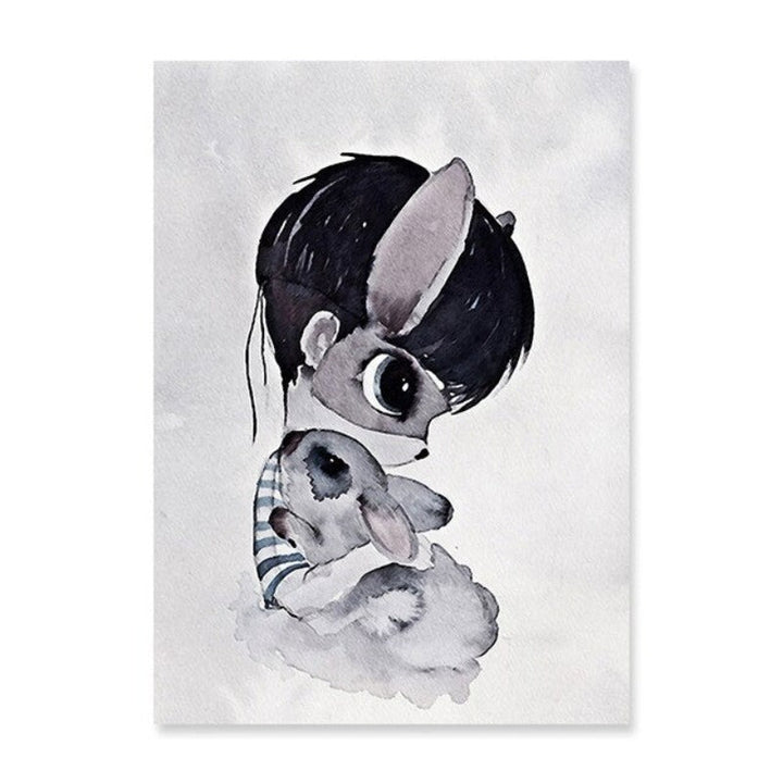 Watercolor Cartoon - Canvas Wall Art Painting with UV-Resistant Laminate