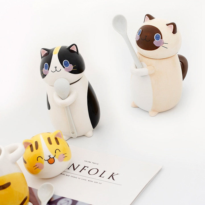 BowLift | Cute Cat Handmade Coffee Mugs with Spoon