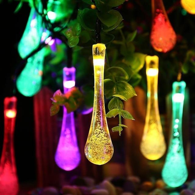 BowLift | LumiDew Solar Drops String Lights | Solar-Powered LED String Lights for Garden & Terrace | Warm White, White & Multicolor