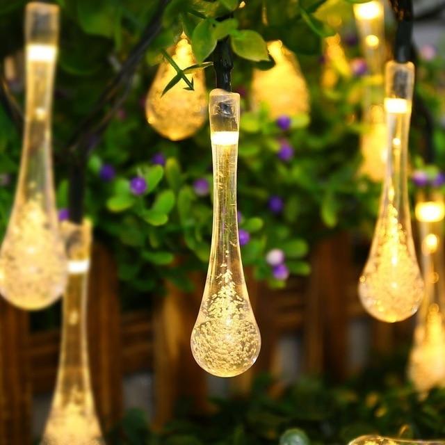 BowLift | LumiDew Solar Drops String Lights | Solar-Powered LED String Lights for Garden & Terrace | Warm White, White & Multicolor