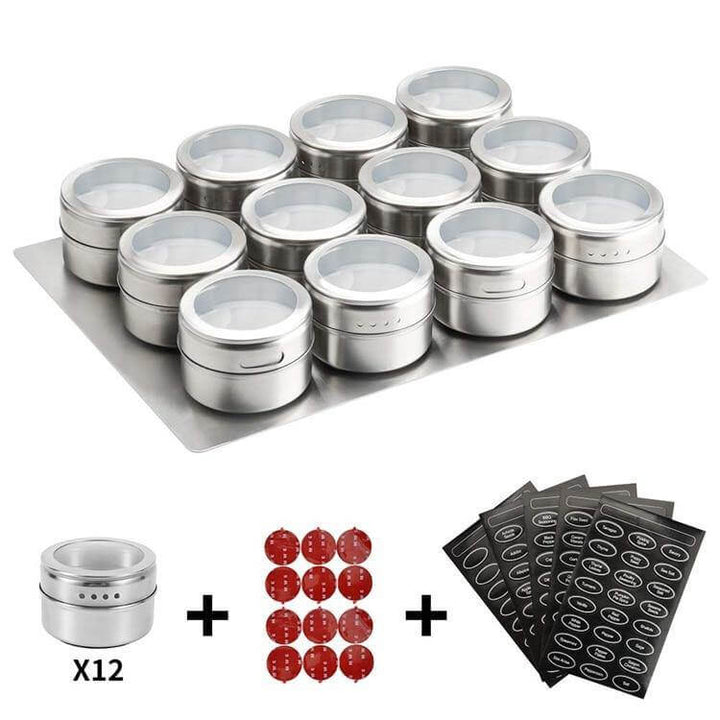 BowLift | Magnetic Stainless Steel Seasoning Spice Jar Set