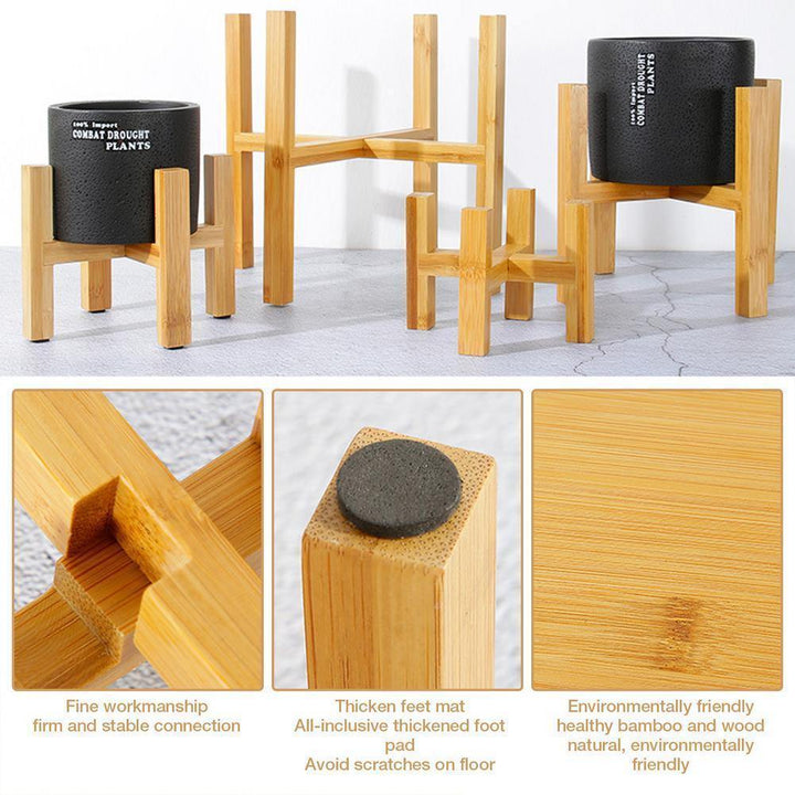 BowLift | BambooElevate Plant Stand made of bamboo wood | Adjustable & Stable | Perfect for indoors