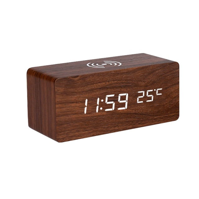 BowLift | Modern Wood Wireless Charging Clock