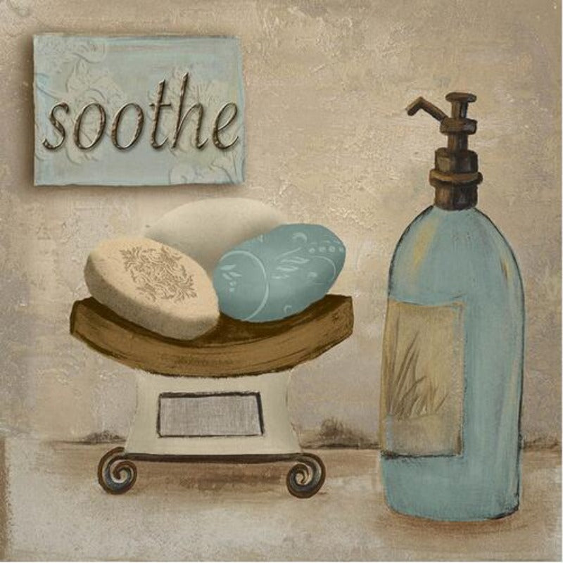 Modern Retro Bathroom - Canvas Wall Art Painting | Bowlift