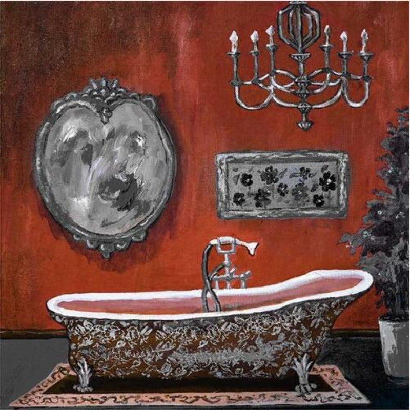 Modern Retro Bathroom - Canvas Wall Art Painting | Bowlift