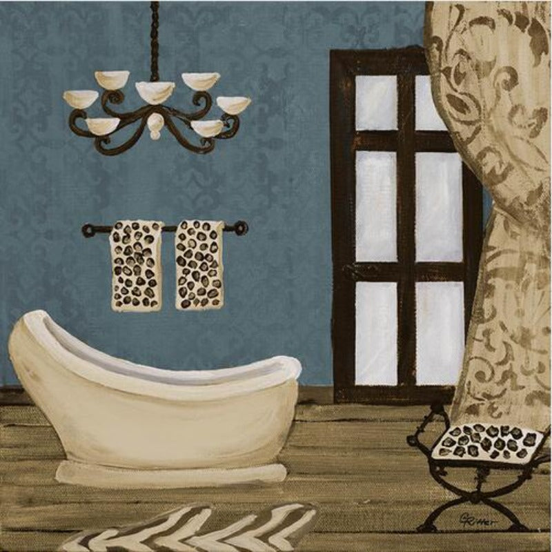 Modern Retro Bathroom - Canvas Wall Art Painting | Bowlift