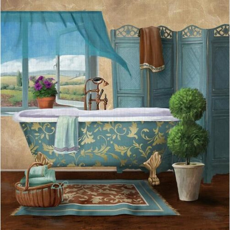 Modern Retro Bathroom - Canvas Wall Art Painting | Bowlift