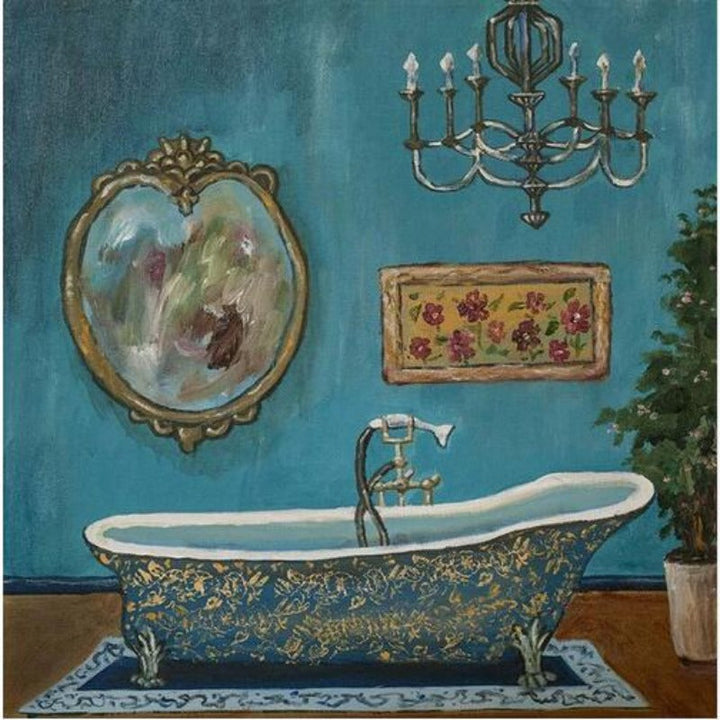 Modern Retro Bathroom - Canvas Wall Art Painting | Bowlift