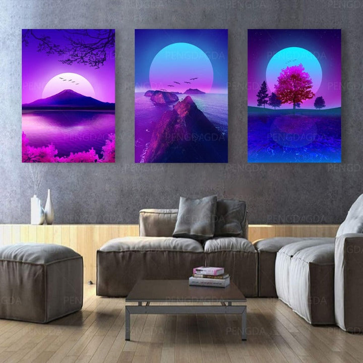 Synthwave Fuji - Canvas Wall Art Painting | Bowlift