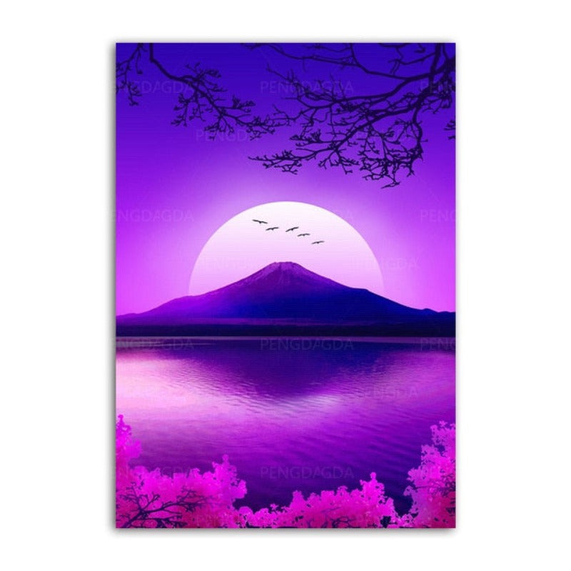 Synthwave Fuji - Canvas Wall Art Painting | Bowlift