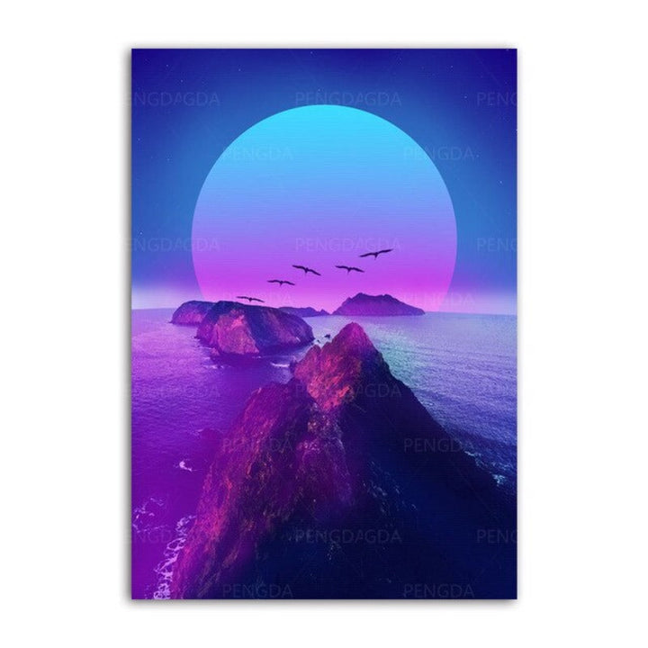Synthwave Fuji - Canvas Wall Art Painting | Bowlift