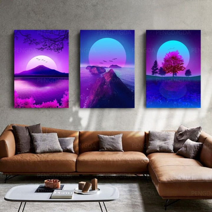 Synthwave Fuji - Canvas Wall Art Painting | Bowlift