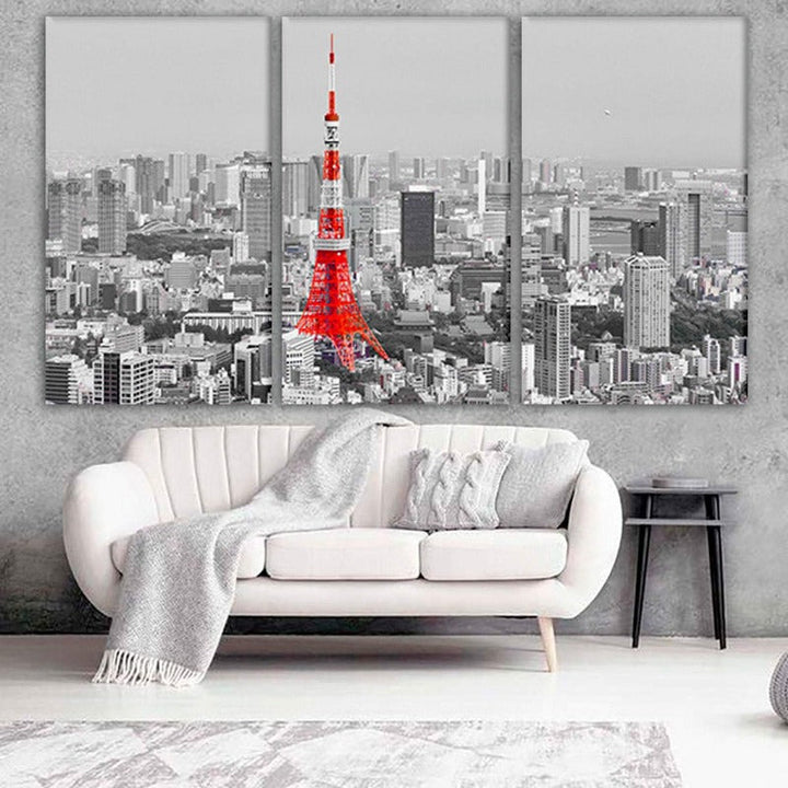 Simplistic Tokyo Tower Landscape - Canvas Wall Art Painting | Bowlift