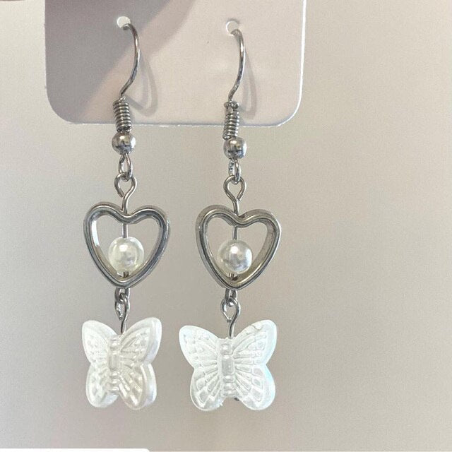 BowLift | Harajuku Hollow Out Heart Butterfly Drop Earrings For Women