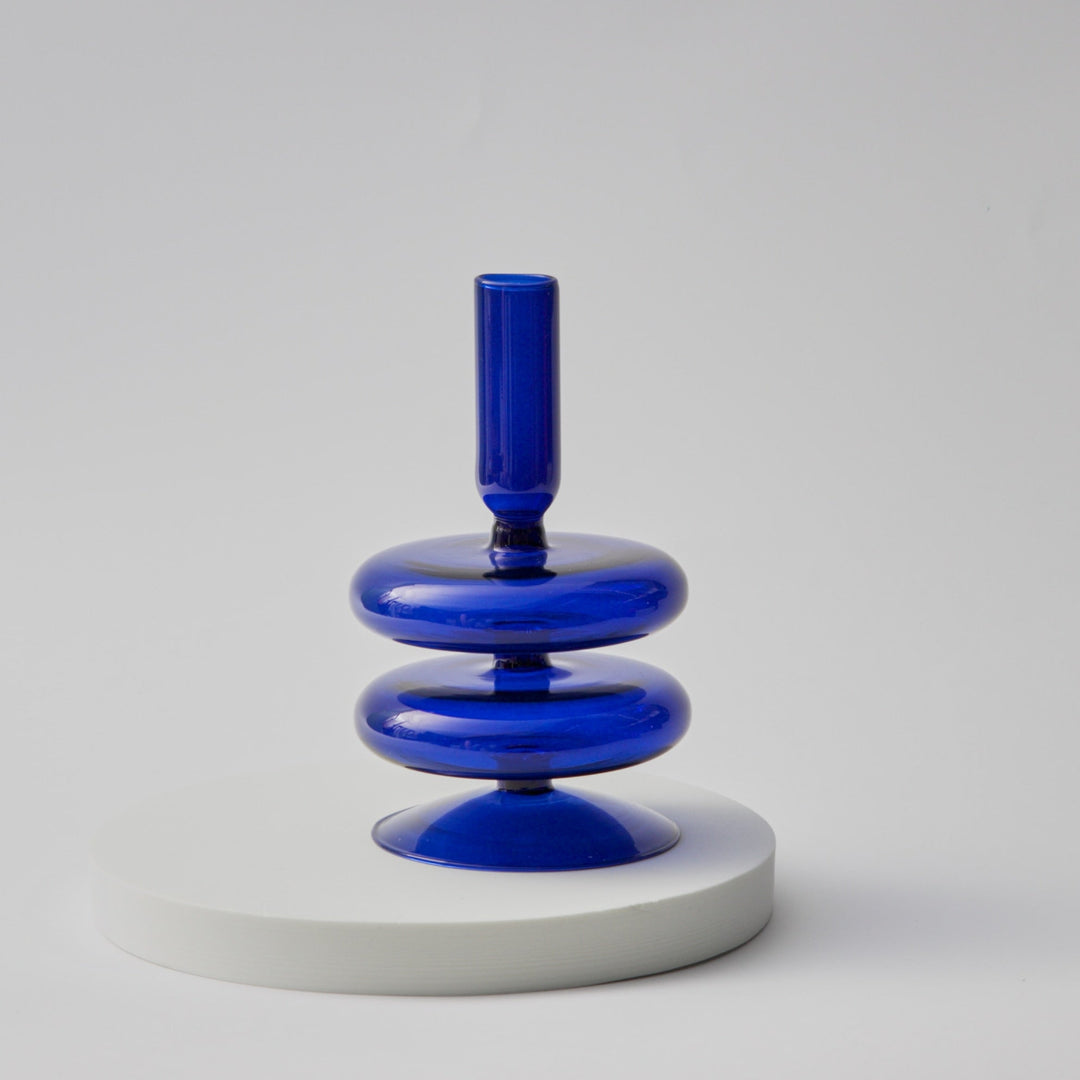 Modern Glass Candleholder-Blue | Bowlift