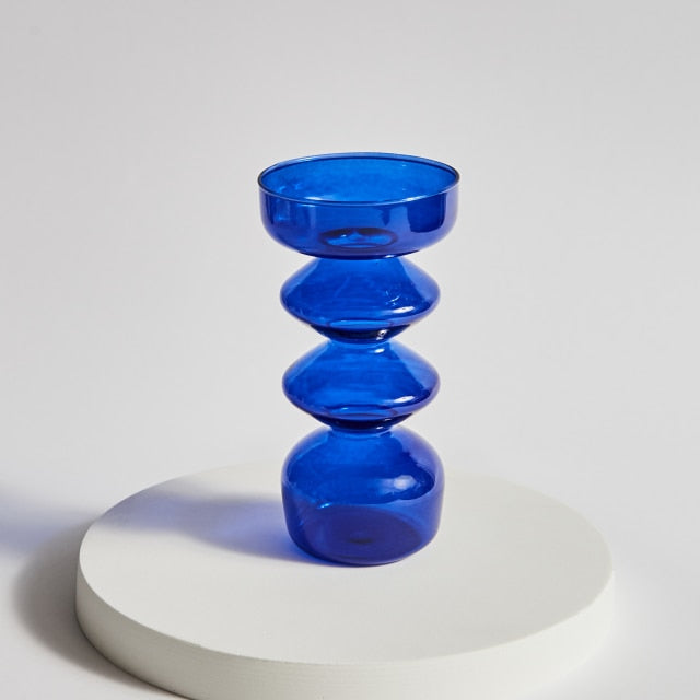 Modern Glass Candleholder-Blue | Bowlift