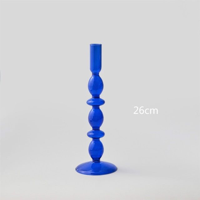 Modern Glass Candleholder-Blue | Bowlift