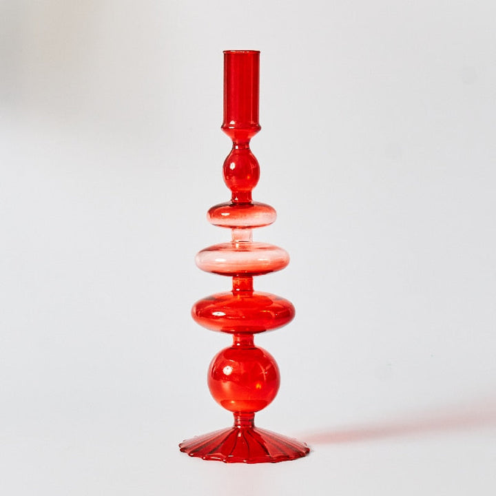 BowLift | Cherry Red Glass Stick Candle Holder & Vases
