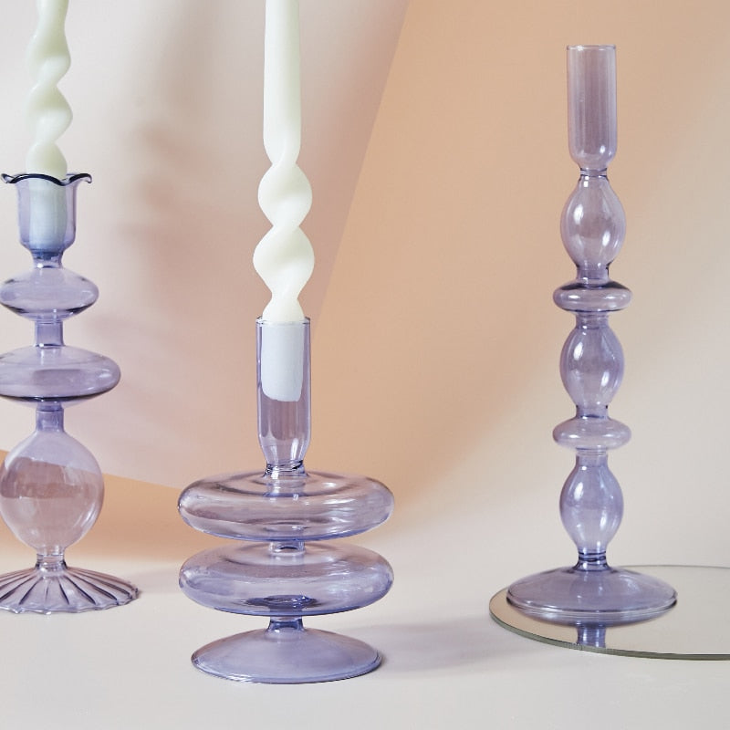 Modern Glass Candleholder-Ocean Blue | Bowlift