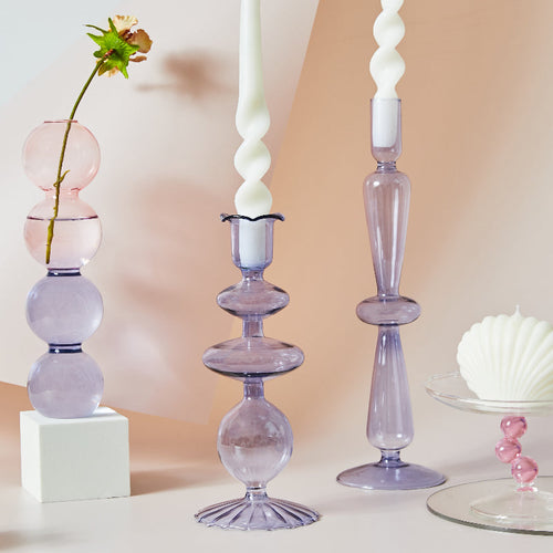 Modern Glass Candleholder-Ocean Blue | Bowlift