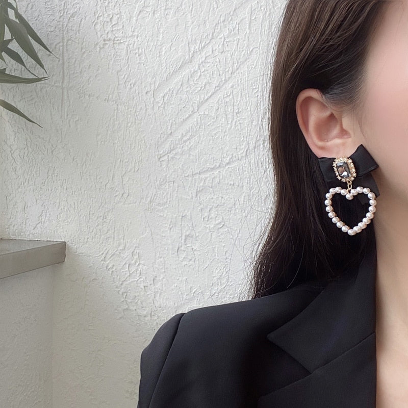 BowLift | Korean Temperament Retro Rhinestone Bow Clip Earrings