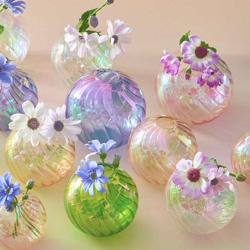 Colourful Glass Globe Vase - Swirl | Bowlift