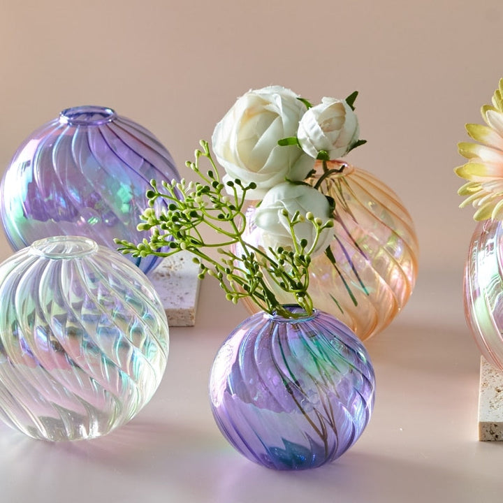 Colourful Glass Globe Vase - Swirl | Bowlift