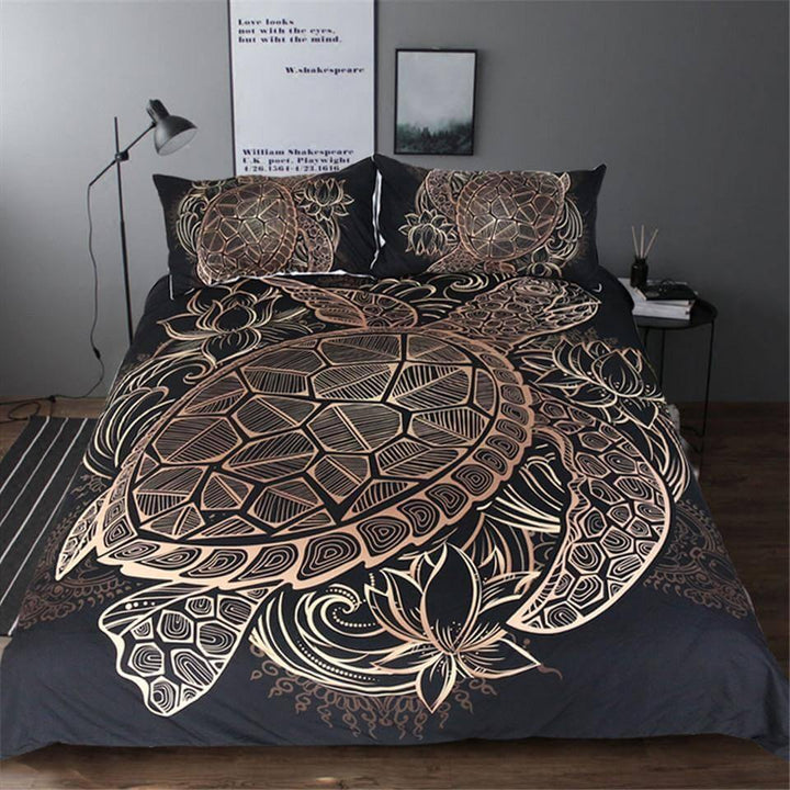 BowLift | Luxury Turtles Golden Tortoise Comfortable Duvet Cover Bedding Set