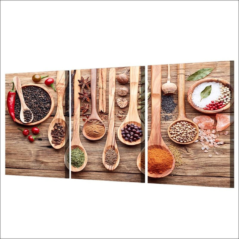 Spoons, Grains, Spices - Canvas Wall Art Painting | Bowlift