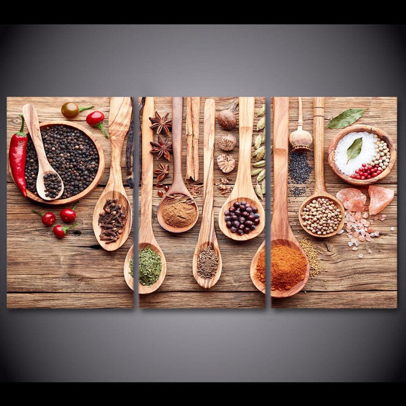 Spoons, Grains, Spices - Canvas Wall Art Painting | Bowlift