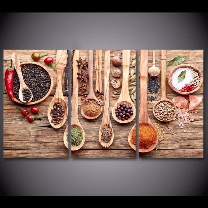 Spoons, Grains, Spices - Canvas Wall Art Painting | Bowlift