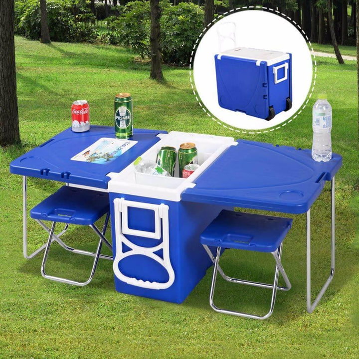 BowLift | Multi Function Foldable Rolling Cooler Box Picnic Camping Outdoor Furniture Set