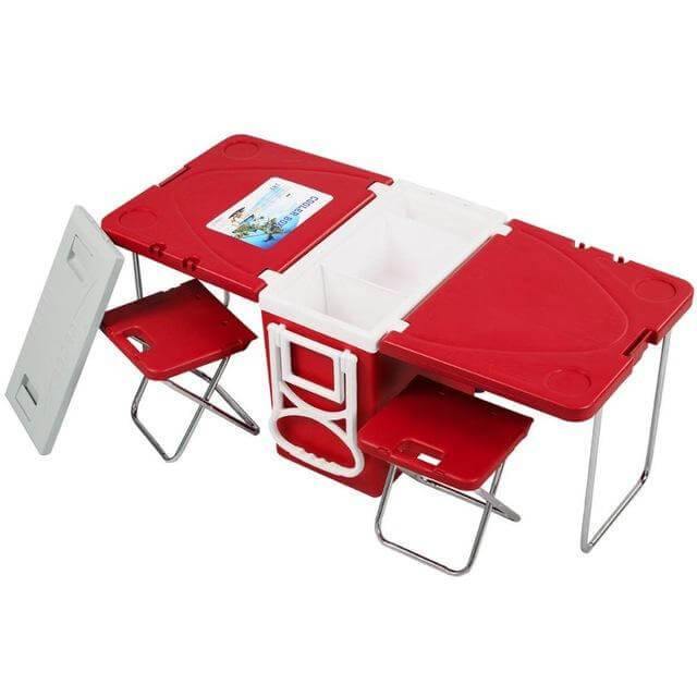 BowLift | Multi Function Foldable Rolling Cooler Box Picnic Camping Outdoor Furniture Set