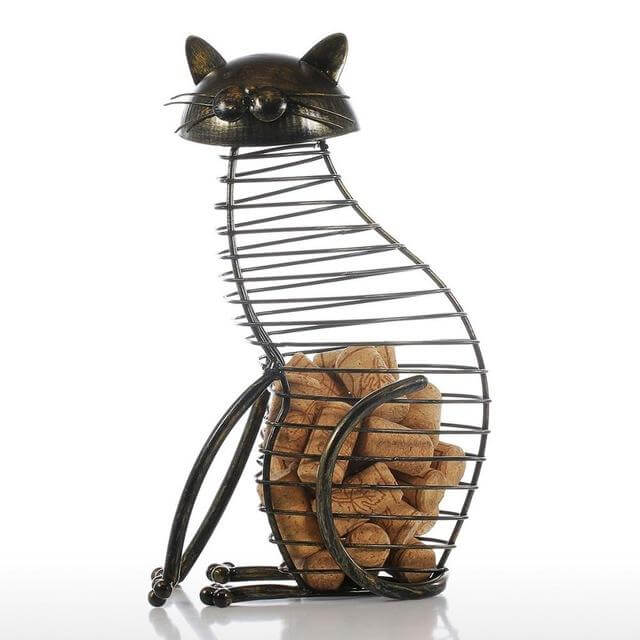 BowLift | Metal Cat Figurines Cork Container