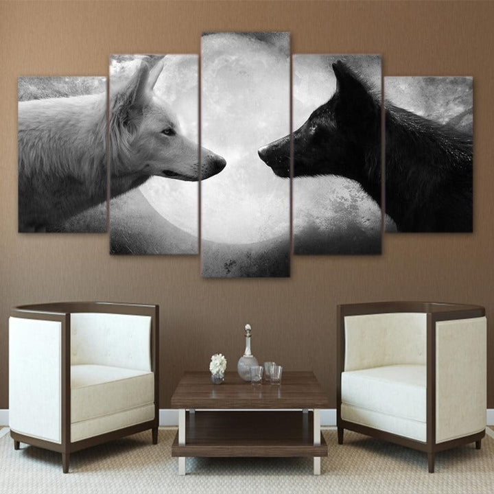 Wolves Black & White - Canvas Wall Art Painting | Bowlift