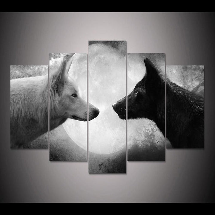 Wolves Black & White - Canvas Wall Art Painting | Bowlift