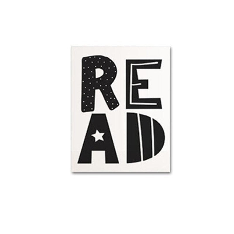Modern Cartoon Love Read Nursery Letters - Canvas Wall Art Painting | Bowlift