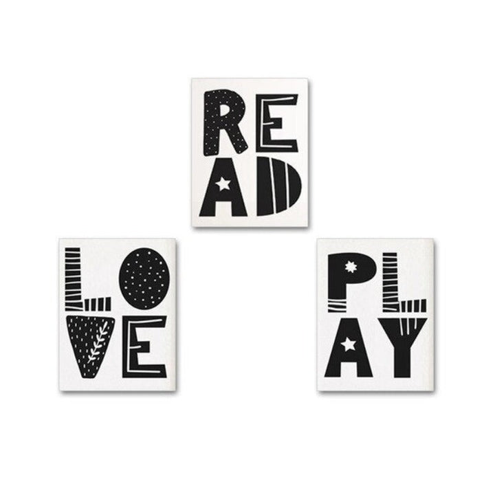Modern Cartoon Love Read Nursery Letters - Canvas Wall Art Painting | Bowlift