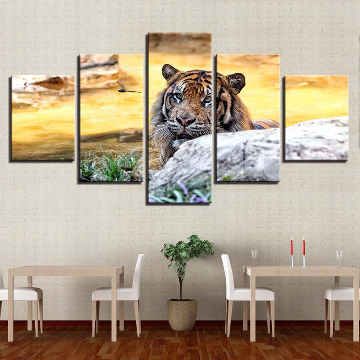 Sunset Animal Tiger - Canvas Wall Art Painting | Bowlift